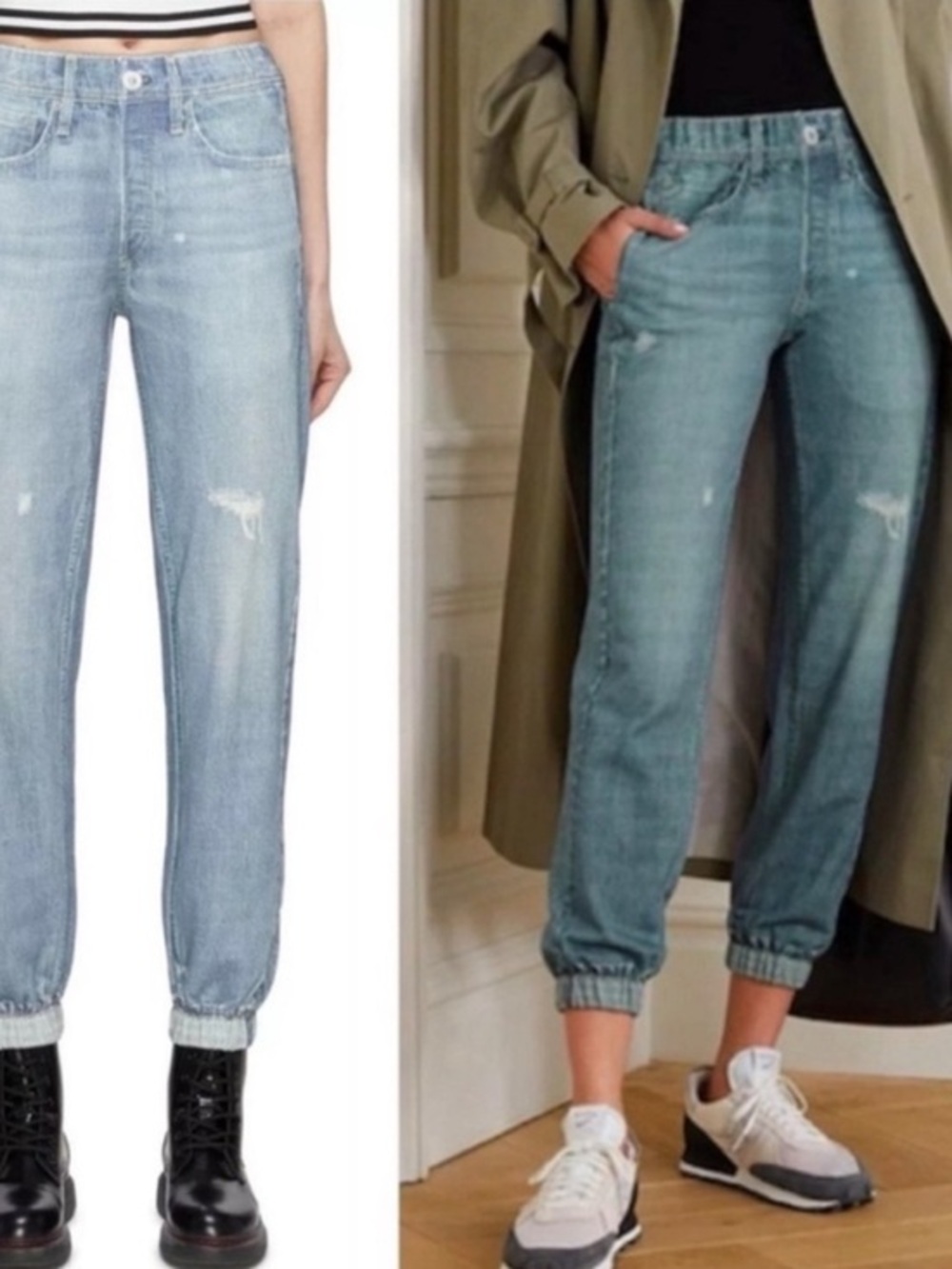 Rag & Bone Joggers Miramar Faux Jean Pull On Sweatpants Distressed in Glass Hill